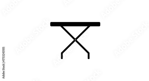 Minimalist black silhouette of folding table on white background