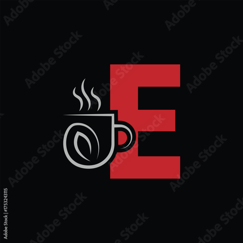 Letter E Creative Logo Design Element . E Coffee Cup Logo