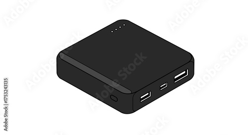 Modern isometric power bank with dual usb ports