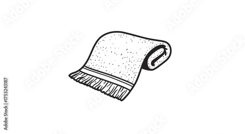 Hand drawn towel sketch with fringe detail