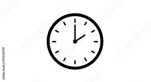 Minimal clock icon with black and white design for time themes