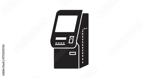 Simplistic black atm machine icon for financial and technology designs