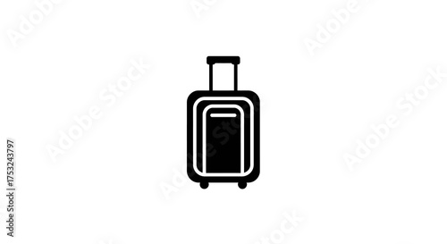 Minimalist black and white suitcase silhouette for travel and luggage themes