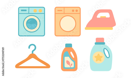 Colorful minimalist home laundry elements for modern designs