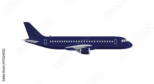Minimalist airplane silhouette on white background for travel and aviation th…