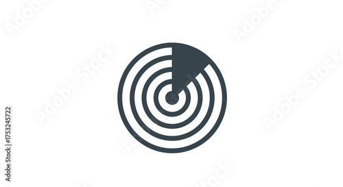 Circular radar icon with rotating signal in minimalist design