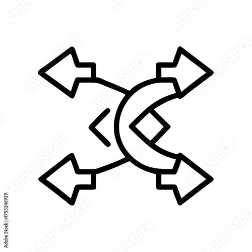 Four way direction arrow for complex navigation