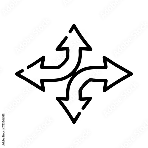 Four way direction arrow for multiple directions