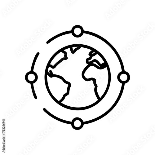 Globe with connection points for global network