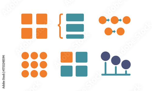 Clean minimalist diagrams and infographic elements for data visualization