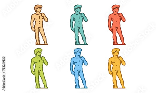 Colorful variations of classic statue design in linear style