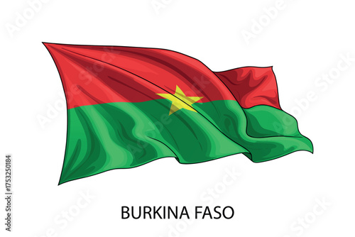 Burkina Faso national flag waving in the wind illustration