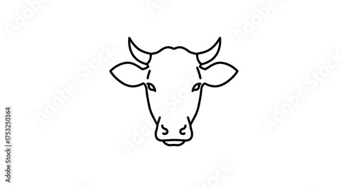 Minimalist linear cow head design for farm and nature themes