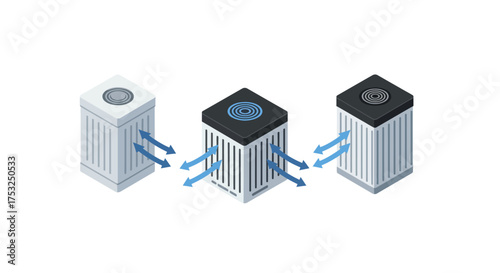 Efficient air purifier concept with isometric design and airflow arrows