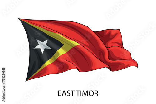 East Timor national flag waving in the wind illustration