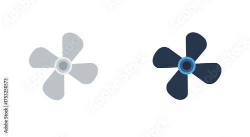 Minimalist propeller icons with four blades in flat style