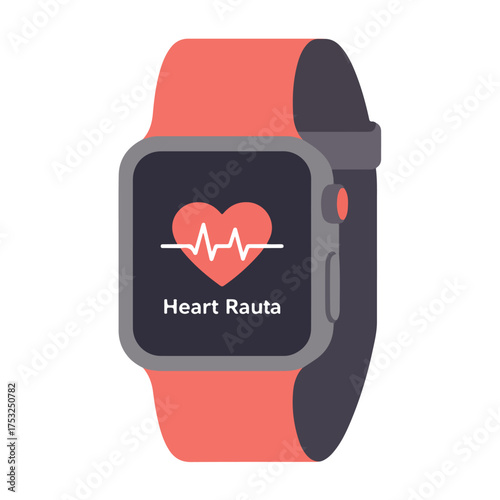 Smartwatch displaying a heart rate icon and "Heart Rauta