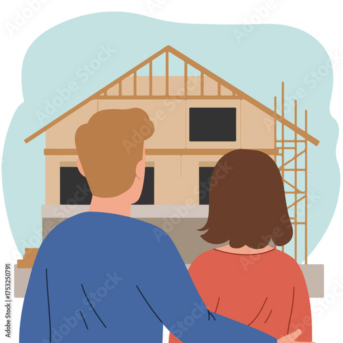 Couple watches their newly built house