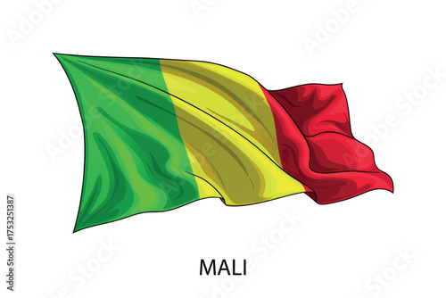 Mali national flag waving in the wind illustration