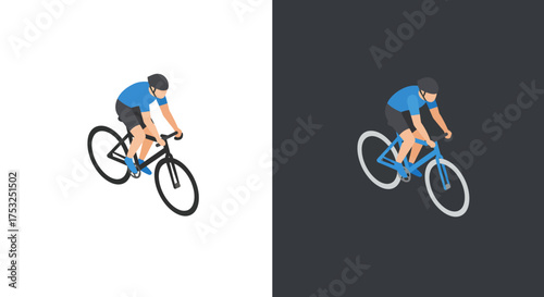 Cyclist in motion: dual-tone minimalist design featuring biking enthusiast