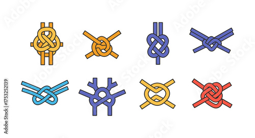 Colorful set of knots: cartoon style diagrams of classic tying techniques