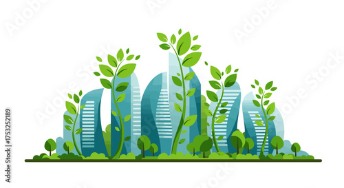 Eco-friendly urban architecture: sustainable green city with nature integration