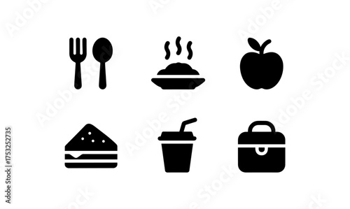 Minimalist food and drink icons for restaurant app and website design