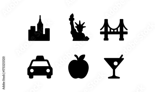 New york silhouettes: iconic city symbols in simple black design
