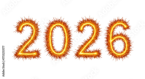 Fiery 2026 countdown with bright sparklers and dynamic effects
