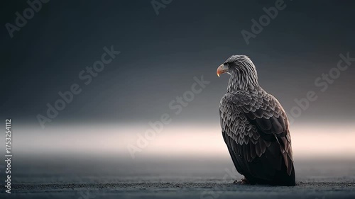 Eagle Standing Proudly on the Ground with Piercing Eyes