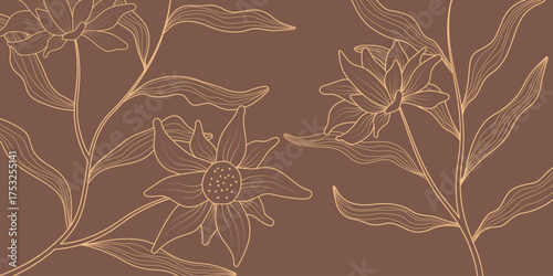 Abstract tropical plant background design. Colorful foliage botanical floral and leaves pattern. Illustration for banner, wall art, prints or fabrics