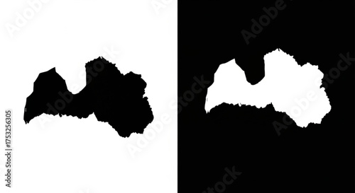 Latvia map icons in modern black and white minimalist contrast
