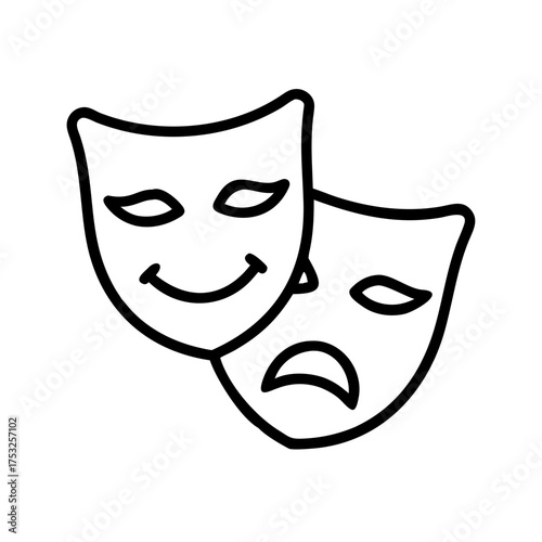 Comedy and tragedy masks a symbol of theatrical arts, representing duality, human emotions, and the timeless nature of storytelling