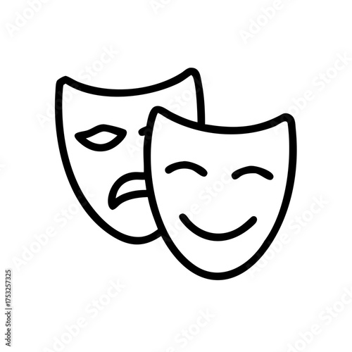 Comedy and tragedy masks a symbolic representation of duality, emotion, and theatrical arts, evoking the essence of human experience