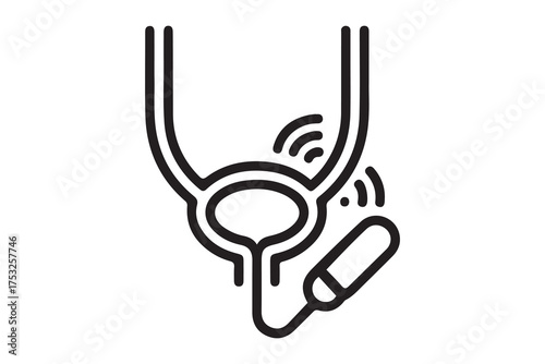 Radiofrequency therapy urethra icon. Simple line, outline vector of urology icons for ui and ux. one line Icon drawing with white background