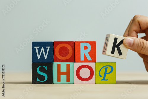 Colorful wooden blocks spel...