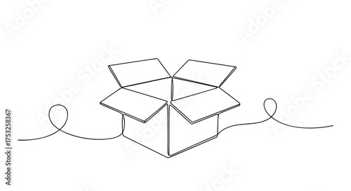 Continuous Line Open Box Minimalist Packaging Illustration