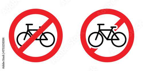 No Bicycle Sign Vector. Prohibition Traffic Symbol