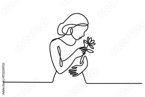 Woman dead funeral sorrow flower icon. Element of pictogram death illustration. one line Icon drawing with white background
