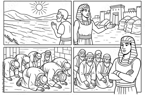 Biblical scene comic style depiction for religious educational material