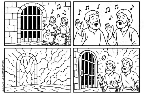 Paul and silas miracle in prison: biblical story of faith and rescue for inspirational design