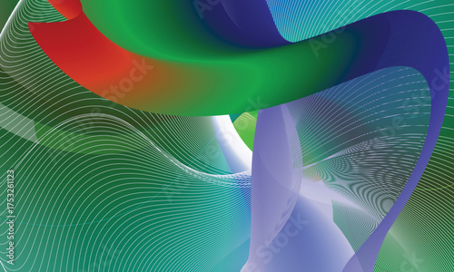 Abstract Swirling Lines and Gradients in Green Blue and Purple Keywords: abstract, background