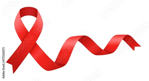 Red Ribbon Symbolizing Aids Awareness Solidarity and Supporting People Affected