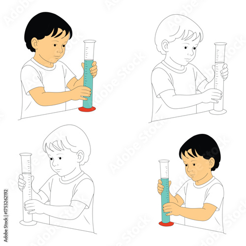 Children holding measuring cylinders in science experiment