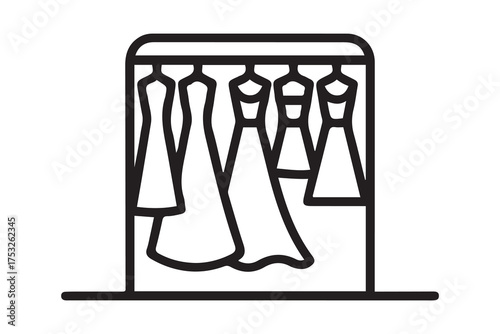 showcase with dresses outline icon. Element of shopping icon for mobile concept and web apps. one line Icon drawing with white background