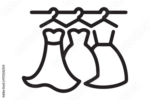 showcase with dresses outline icon. Element of shopping icon for mobile concept and web apps. one line Icon drawing with white background
