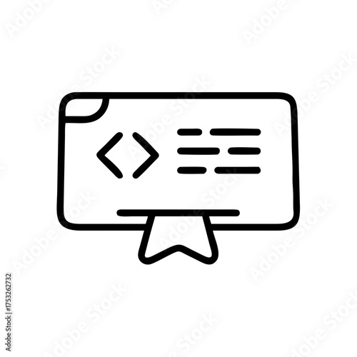 Bookmark with code, representing web development, software engineering, and digital content management in the modern era