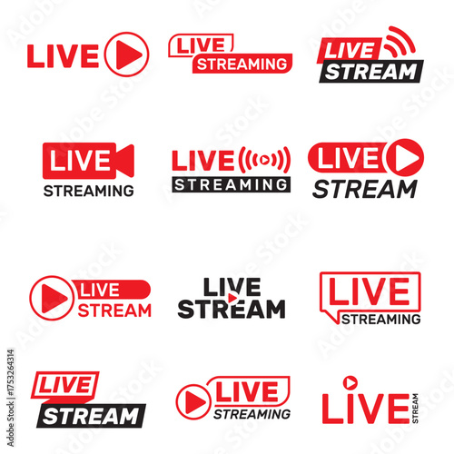 Online broadcast and live video icon set vector