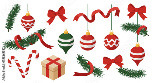 Festive christmas decorations and elements for holiday designs