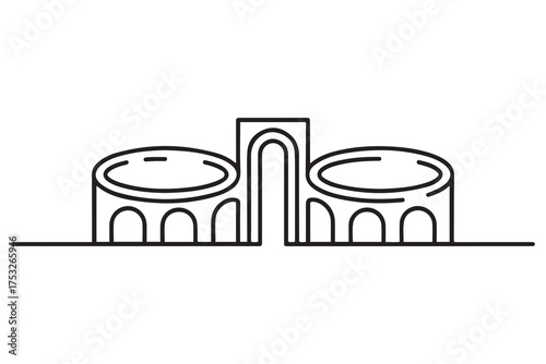 jamarat brigde icon. one line Icon drawing with white background